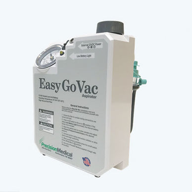 The EasyGoVac battery-powered aspirator combines ease of use with powerful suction to create a portable unit that is ideal for hospitals, nursing homes, ambulances and homecare.